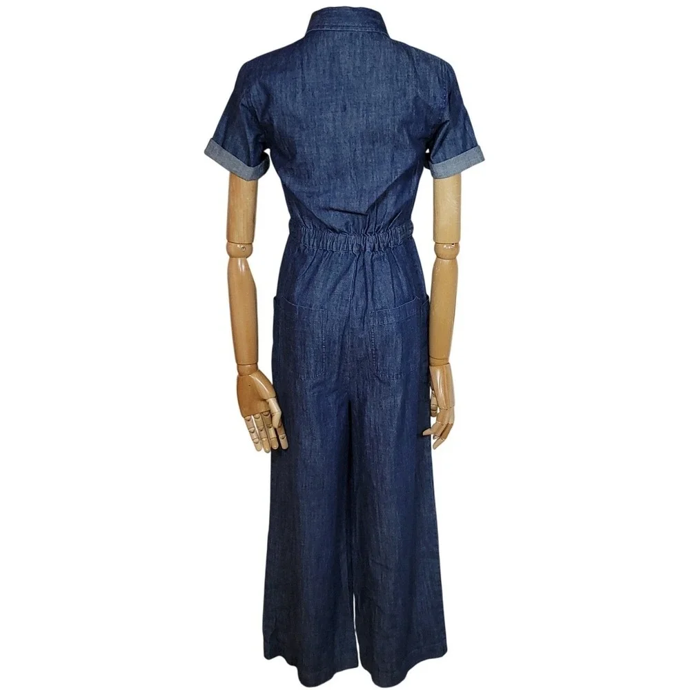 Marine Layer Denim Wide Leg Jumpsuit XS Boho Western Vacation Beach Summer - Picture 7 of 7